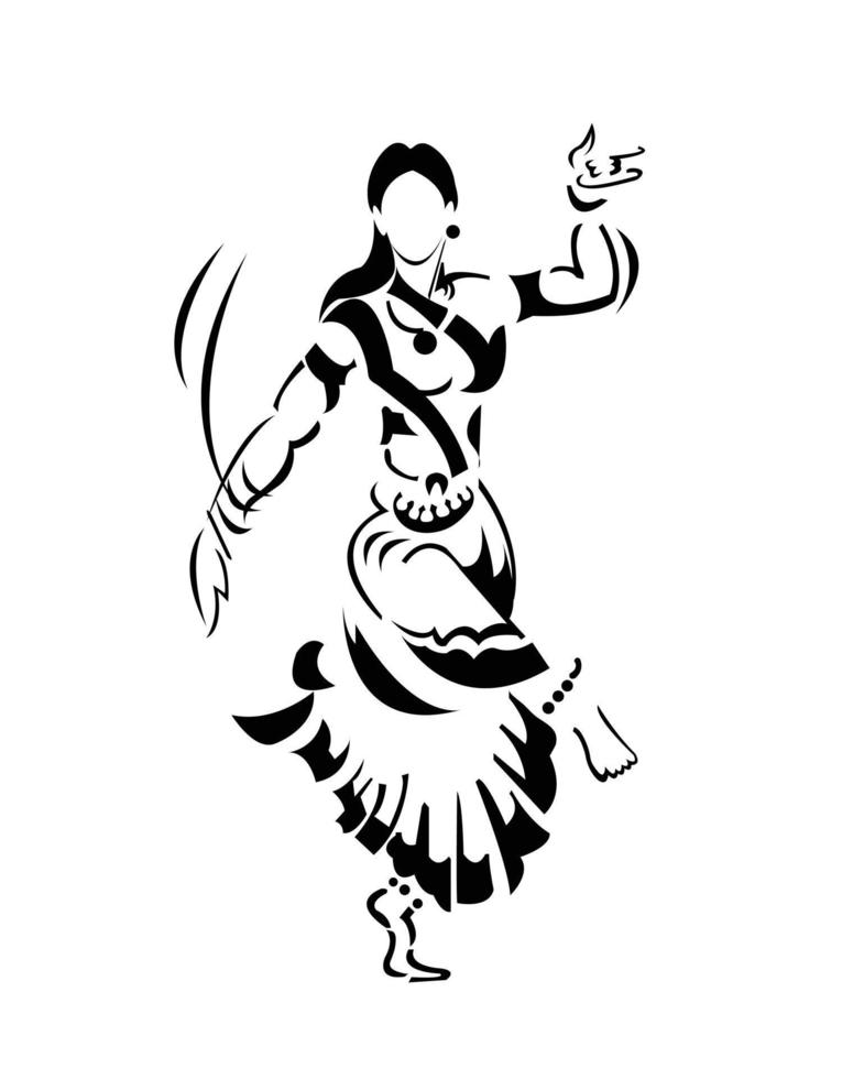 bharathanatyam bailarín dibujo ilustración vectorial vector