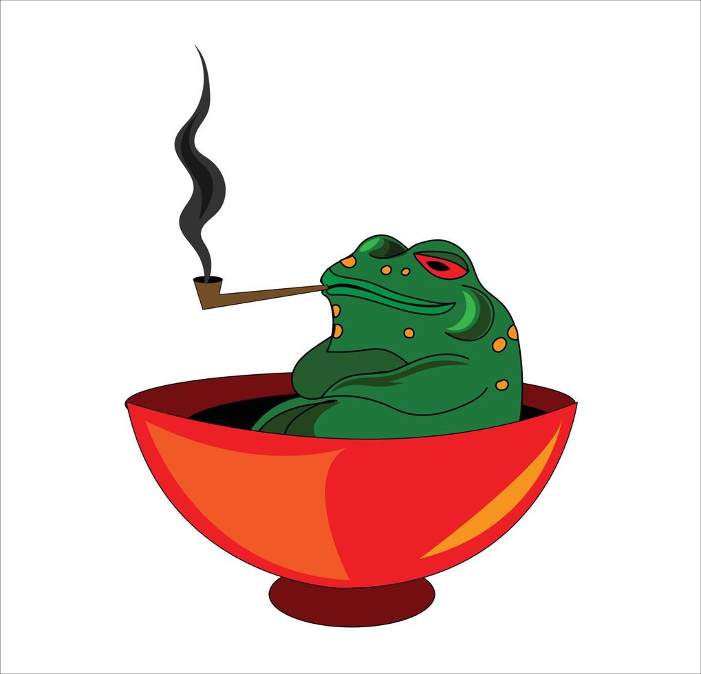 Frog smoking vector illustration cartoon