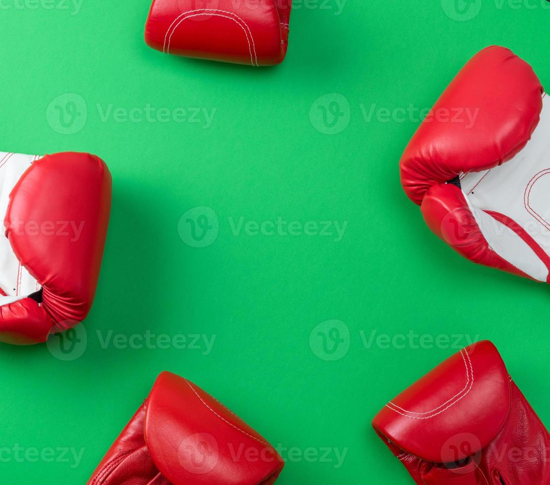 abstract green background with red leather boxing gloves 19157939 Stock