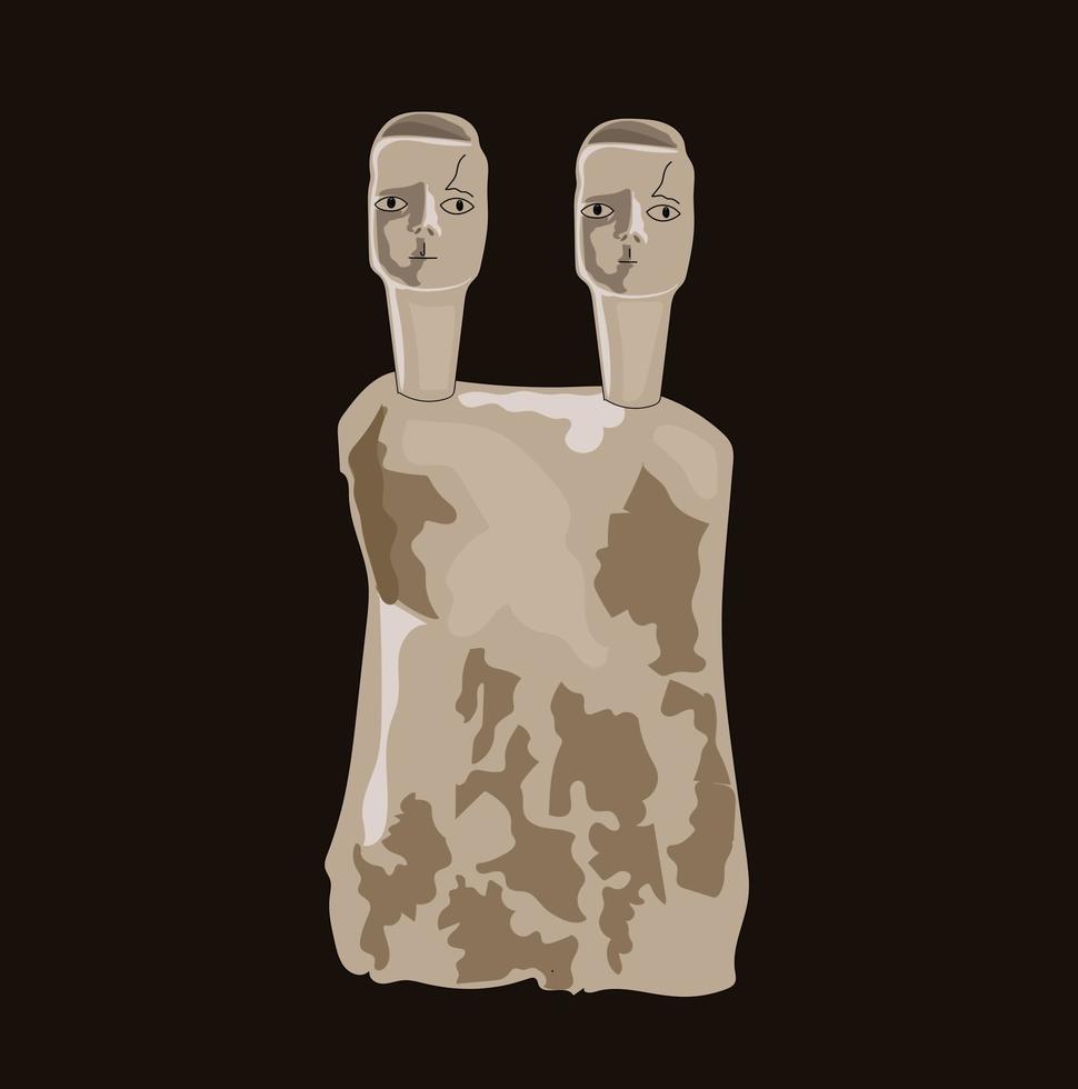Historical two face sculpture vector