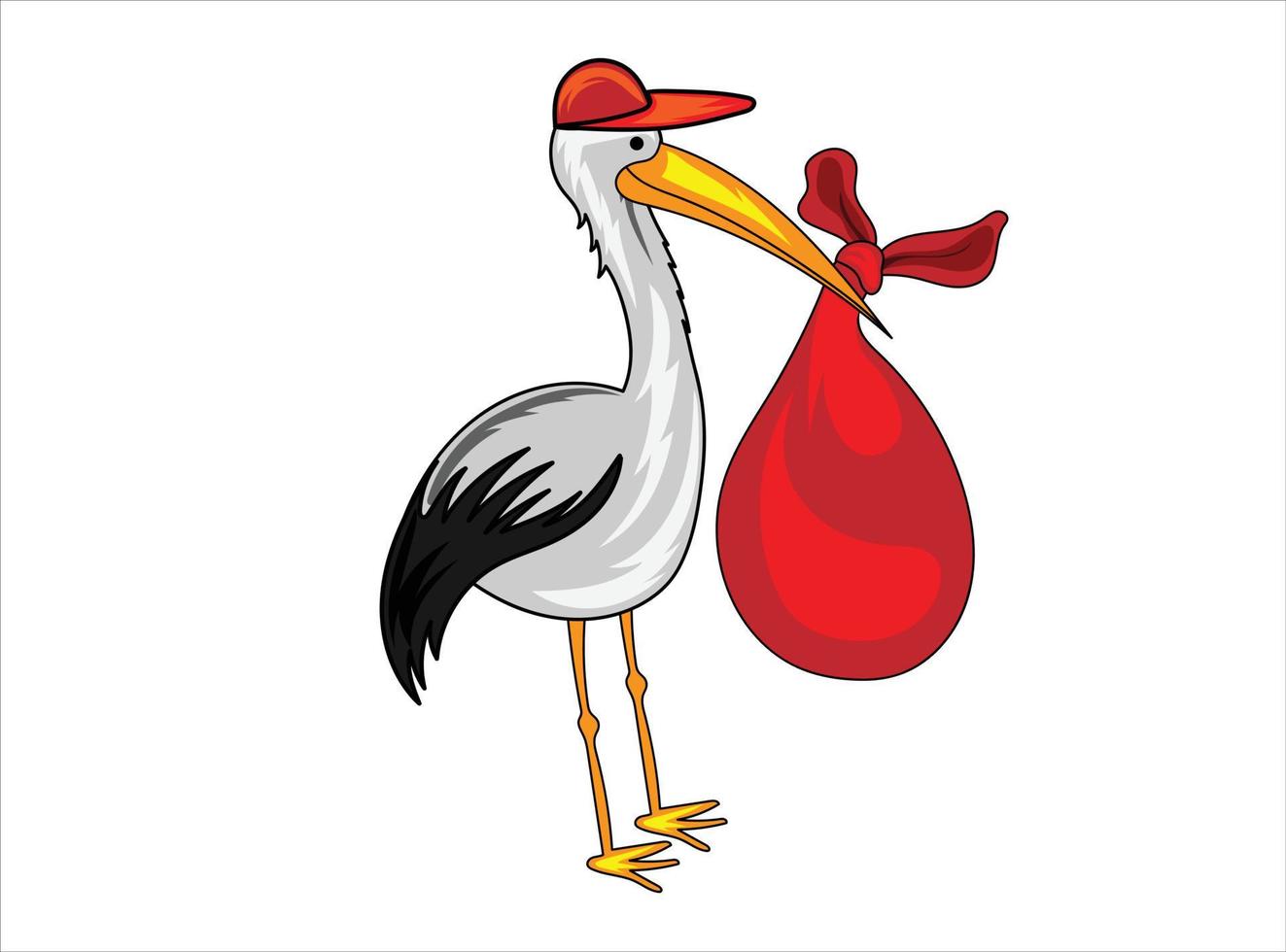 An image of a Stork Delivering Baby Bundle isolated on gray background vector