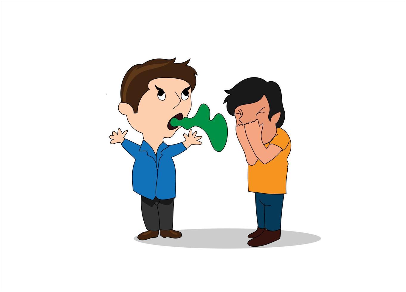 Dos hombres hablando mal mal aliento maloliente ilustración vectorial vector