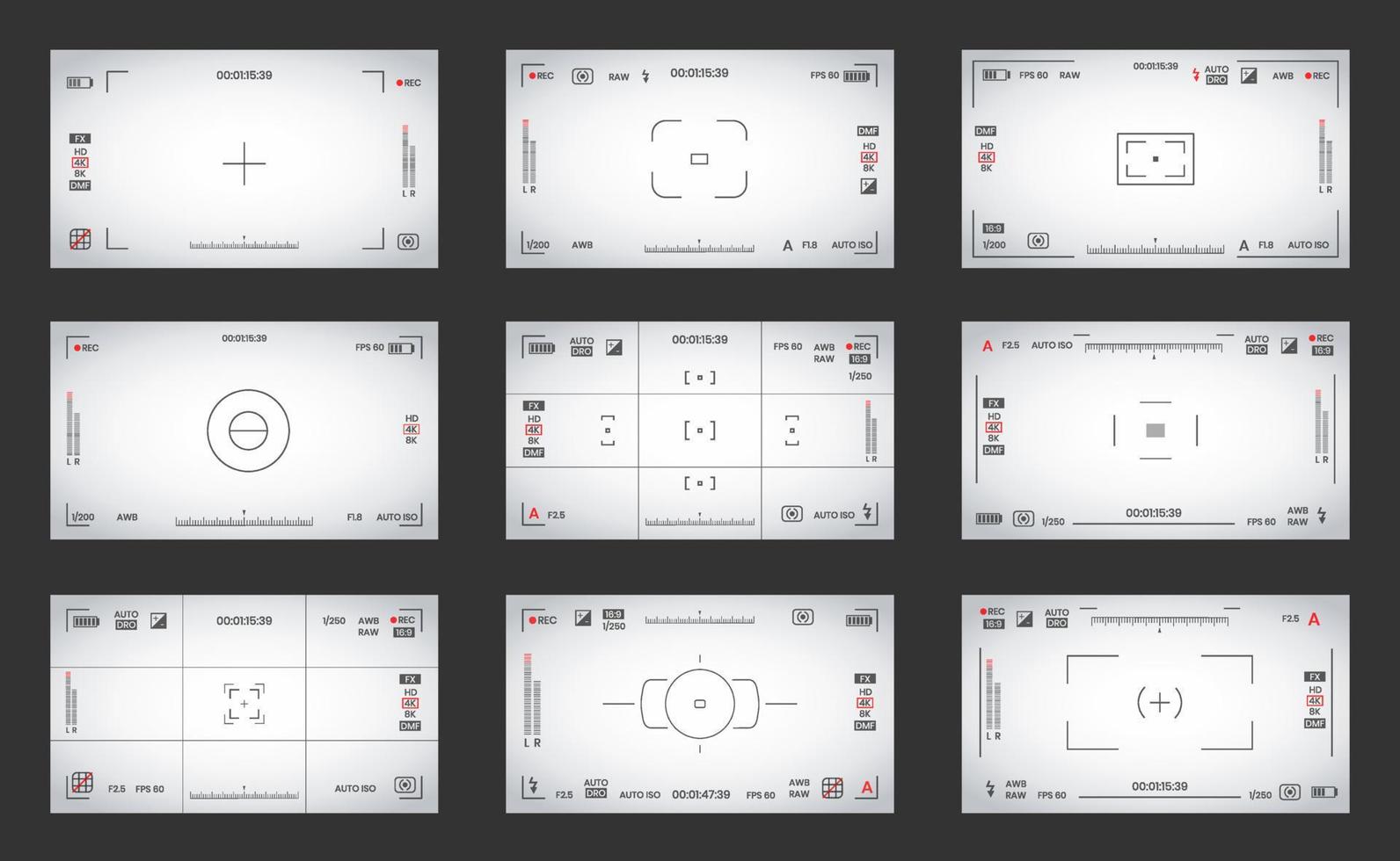 Camera viewfinder video or photo frame recorder flat style design vector illustration.
