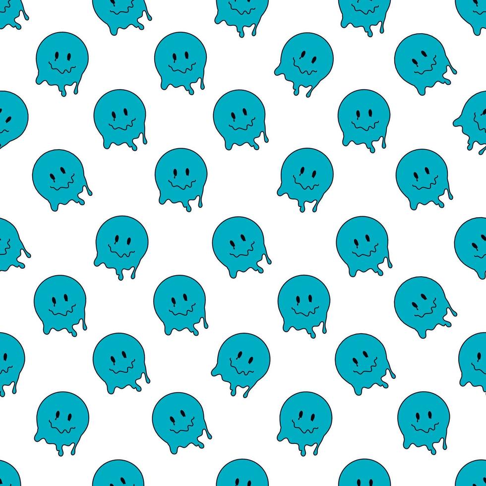 Premium Vector  Funny smile dope faces seamless pattern psychedelic  surreal techno melt smile background trippy smiley faces techno melting  smile face cartoon background wallpaper concept art y2k aesthetic