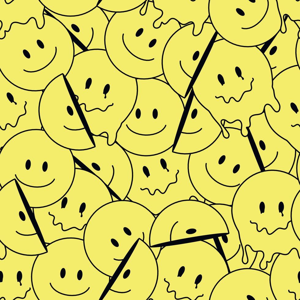 Funny smile crazy melted face seamless pattern art. Vector illustration ...