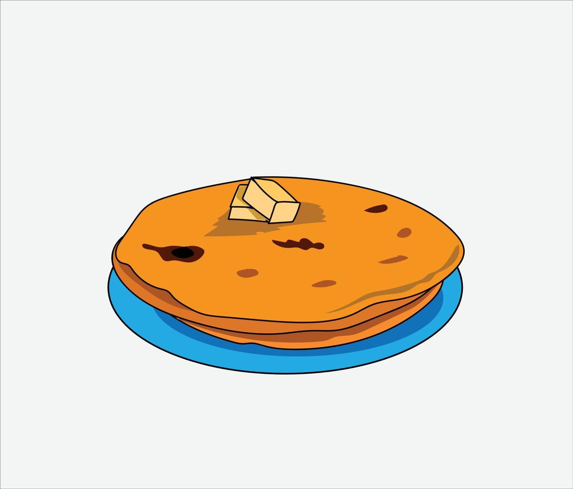 Paratha Iandian and Pakistani food vector illustration