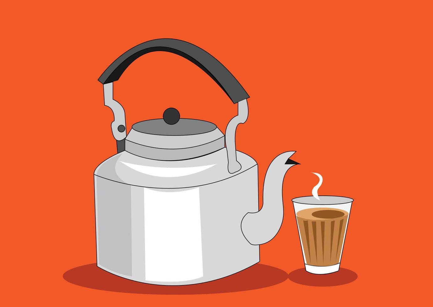 Kettle Indian or Pakistani Tea chai vector illustration