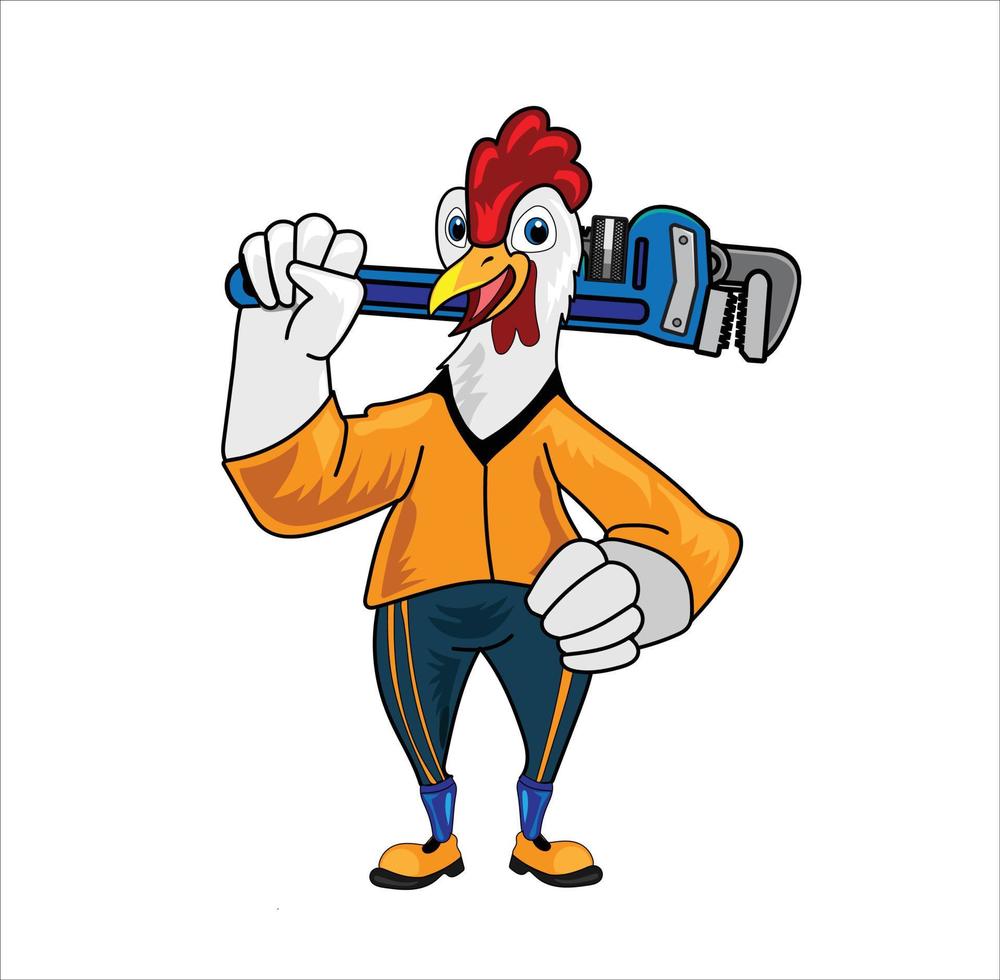 Hen Plumber mascots vector illustration