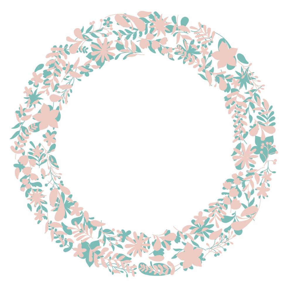 Floral Wreath branch. Floral round black and white frame of twigs, leaves and flowers. for the Valentine's day, wedding decor, wedding invitation, branding, boutique logo label. round frame vector