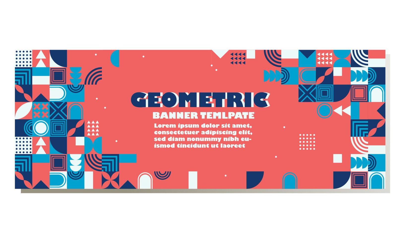 Vector abstract design Banner Pattern template. Geometric Abstract banner border Design. Composition simple geometric shapes. For use Presentation, Flyer and Leaflet, Cards, Landing, Website. Vector