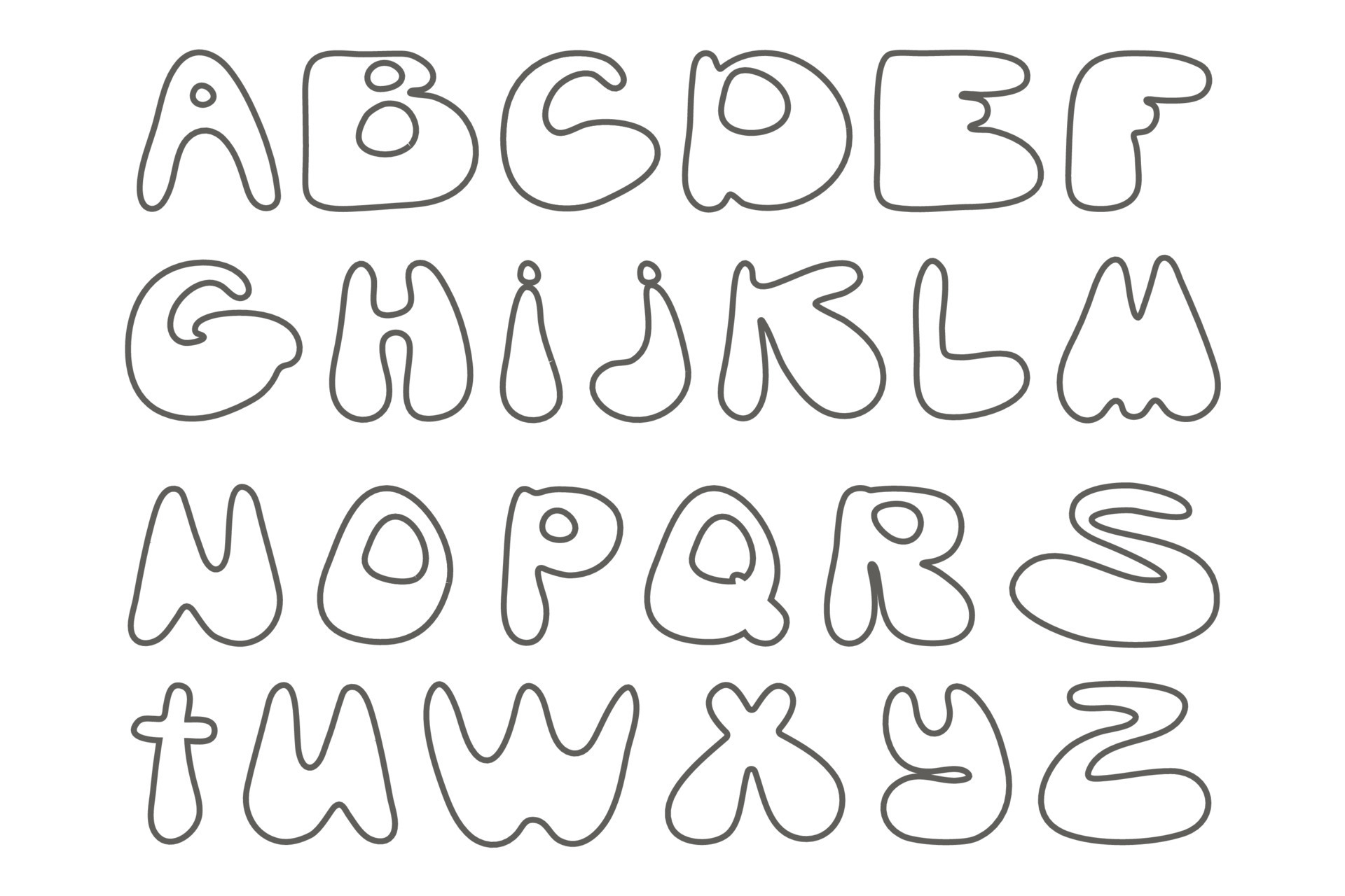 Cute hand drawn alphabet made in vector. Childish doodle alphabet