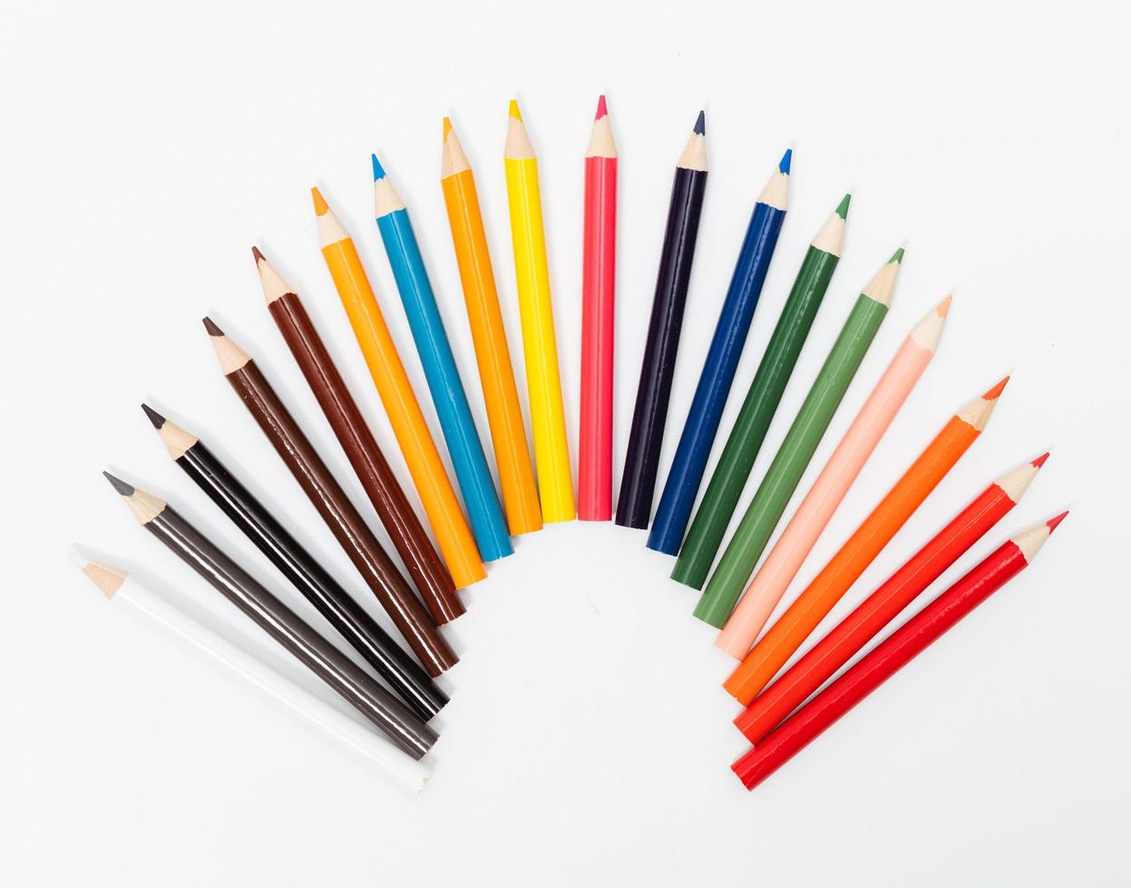 Multi color pencils. the concept of a multinational family and equality in the world. photo