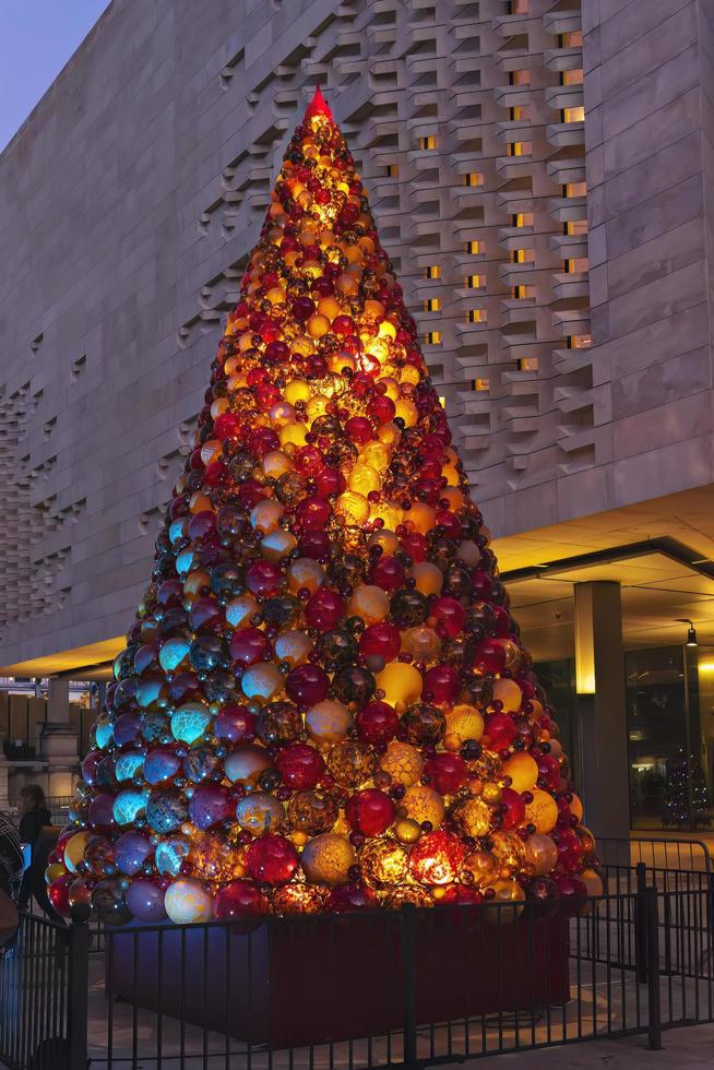 Large Christmas tree made of glass balls made by Maltese glassblowers to decorate the capital of Malta, Valletta, December 12, 2017, photo