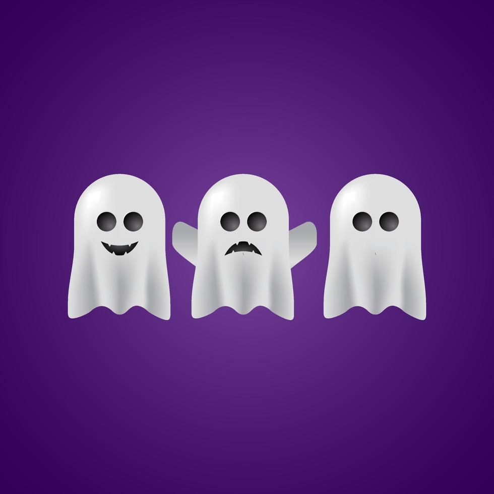 3d ghosts with different shapes vector