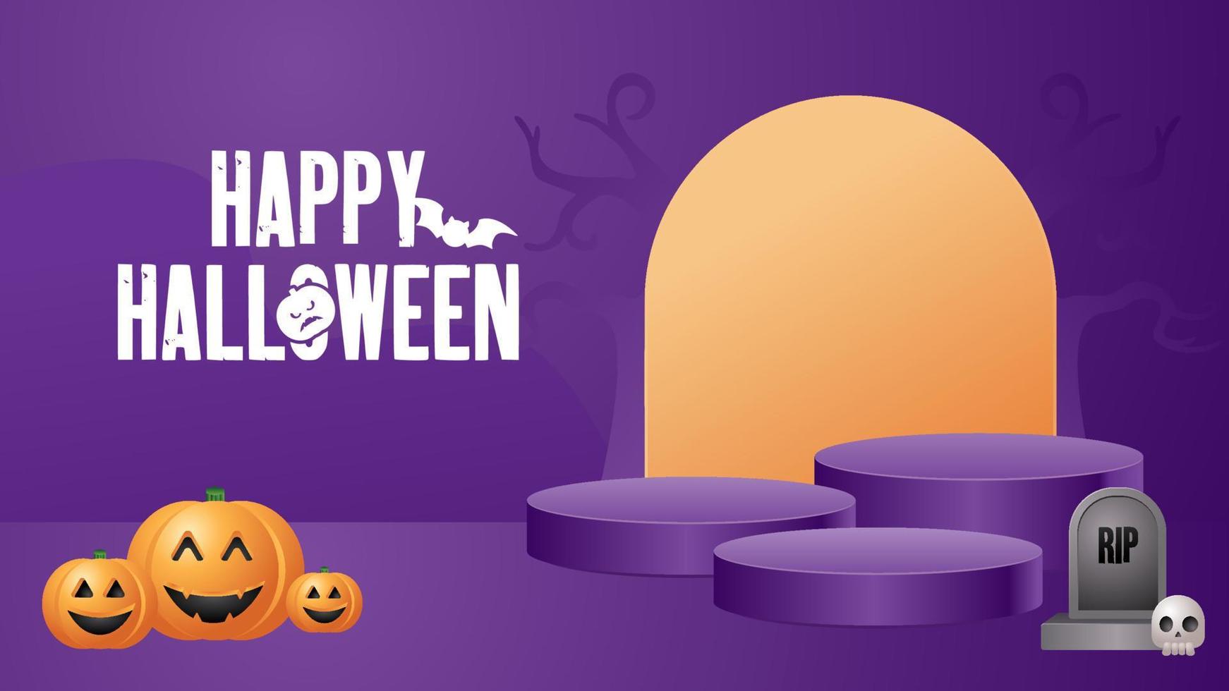 halloween scary background with podium vector