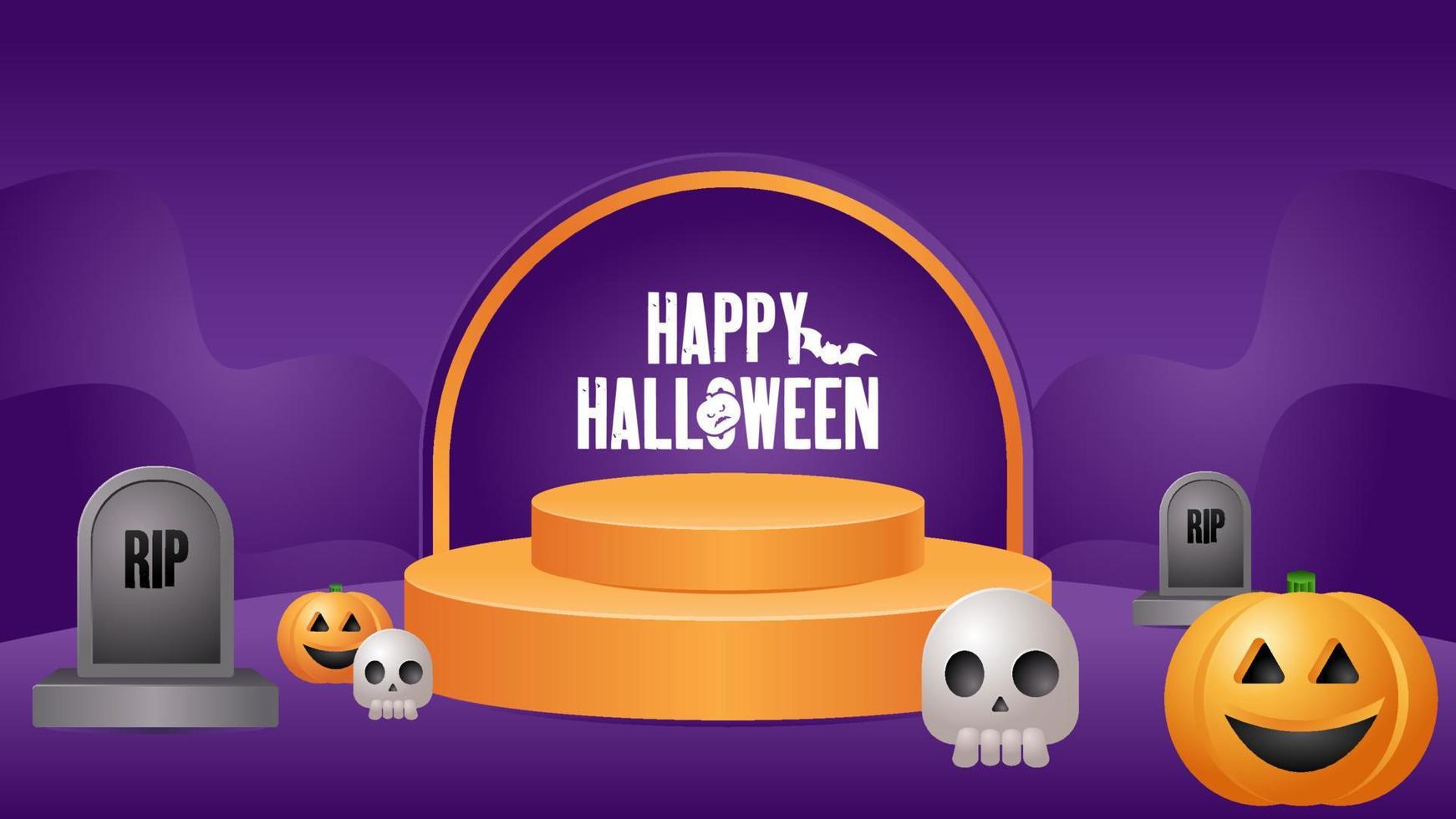 halloween scary background with podium vector