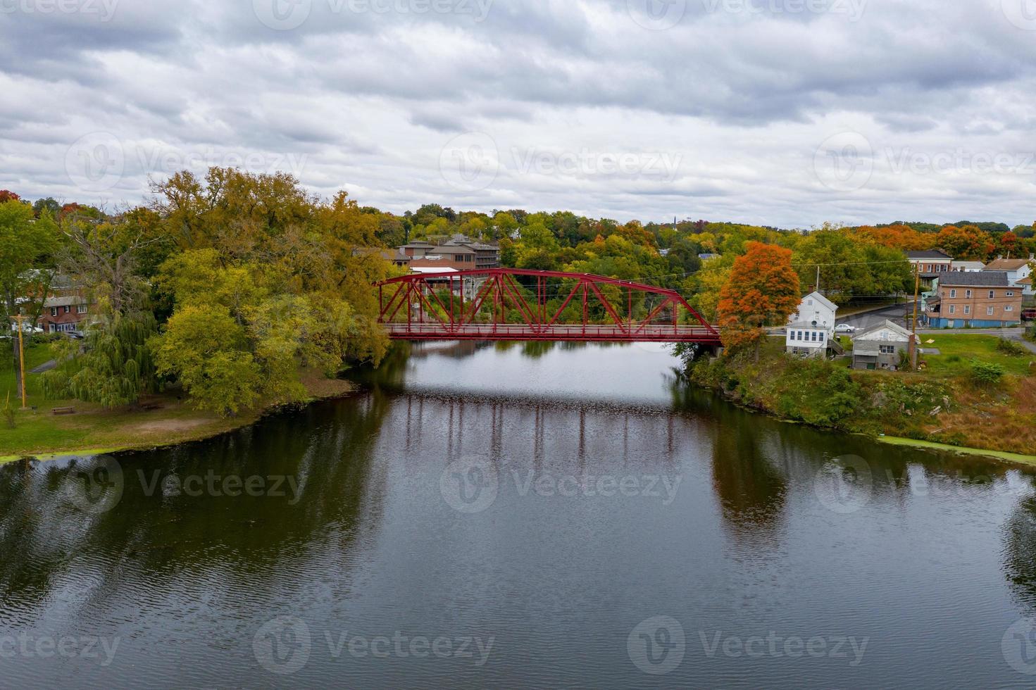 Aerial view of the Esopus Creek Bridge in Saugerties, New York. photo