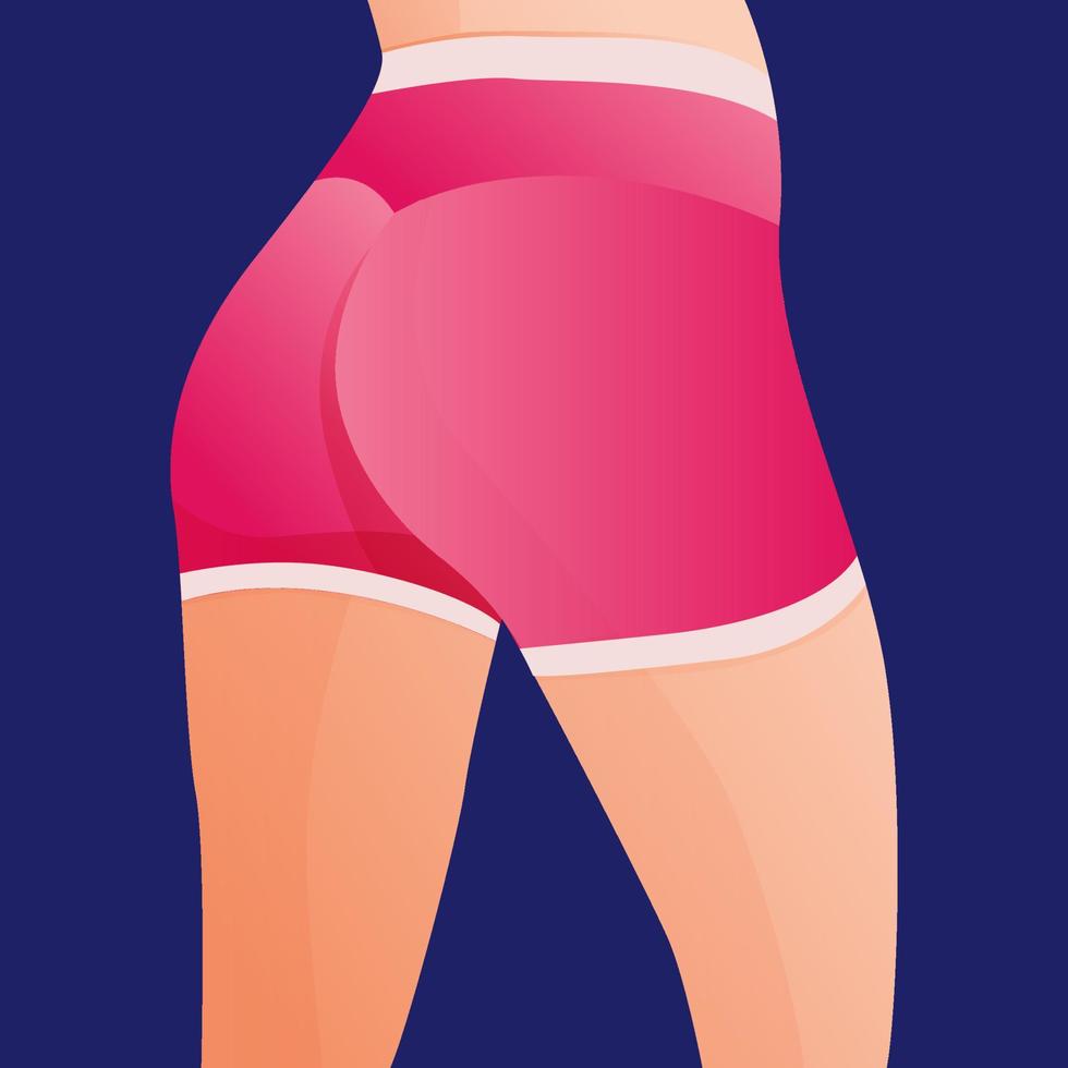 Perfect slim toned body of the Women. sporty women in sportswear, shorts butt icon for mobile apps, slim body. vector