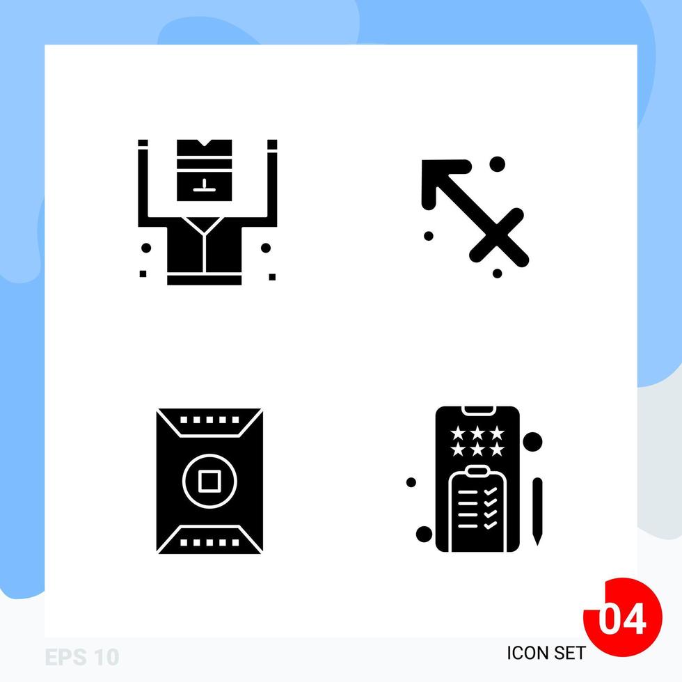 Modern Pack of 4 Icons Solid Glyph Symbols isolated on White Backgound for Website designing Creative Black Icon vector background