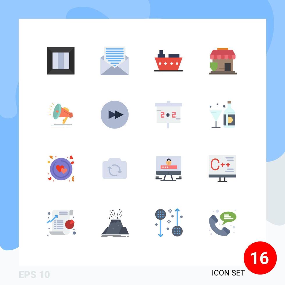 User Interface Pack of 16 Basic Flat Colors of shop protection envelope insurance sea Editable Pack of Creative Vector Design Elements