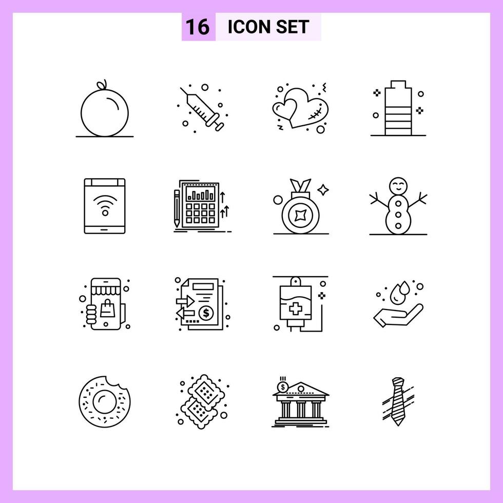 16 Icons in Line Style Outline Symbols on White Background Creative Vector Signs for Web mobile and Print Creative Black Icon vector background