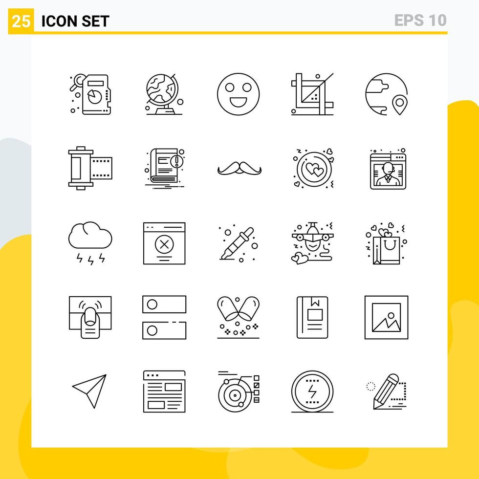 Collection of 25 Universal Line Icons Icon Set for Web and Mobile Creative Black Icon vector background