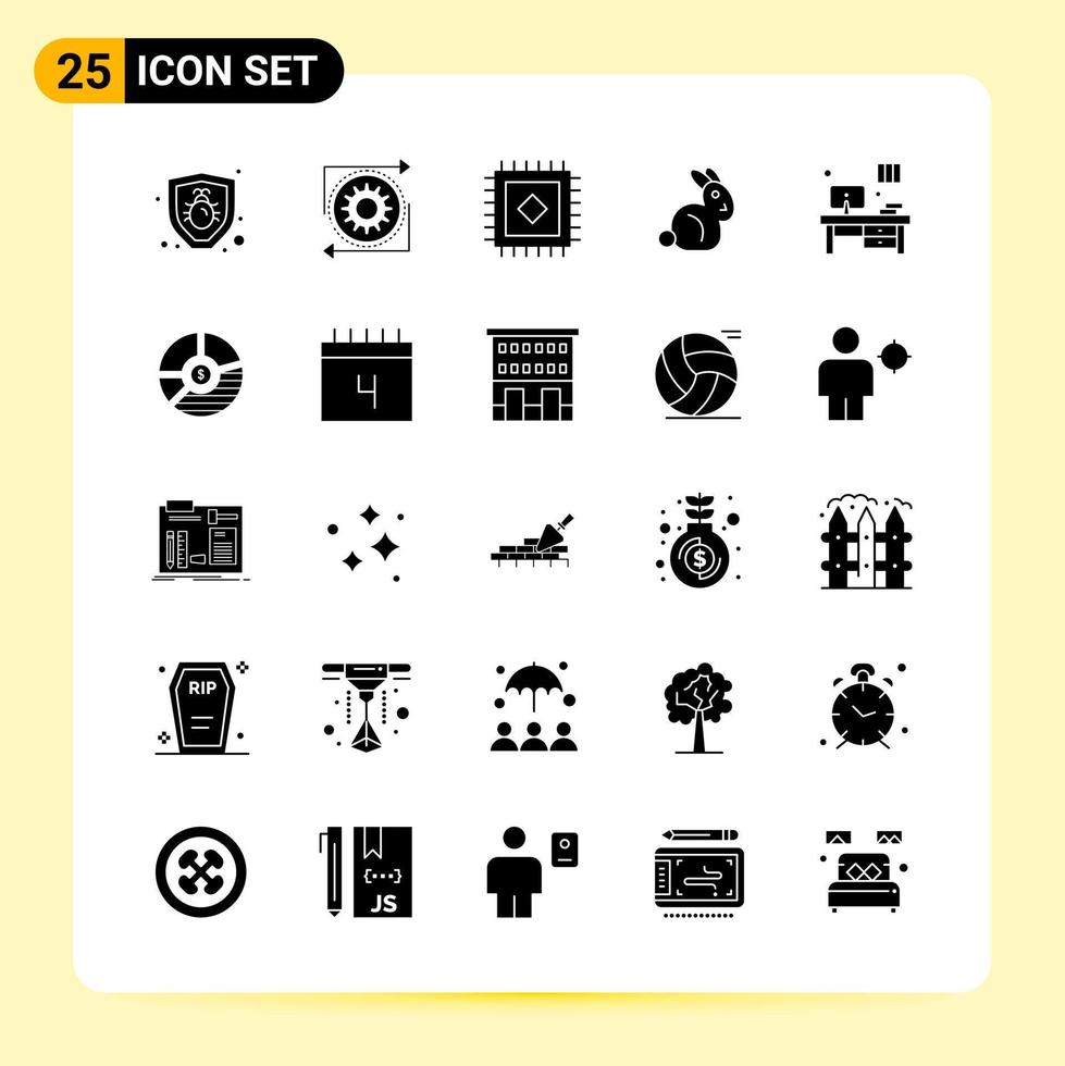 25 iconos creativos para el diseño moderno de sitios web y aplicaciones móviles receptivas 25 signos de símbolos de glifo sobre fondo blanco paquete de 25 iconos fondo de vector de icono negro creativo
