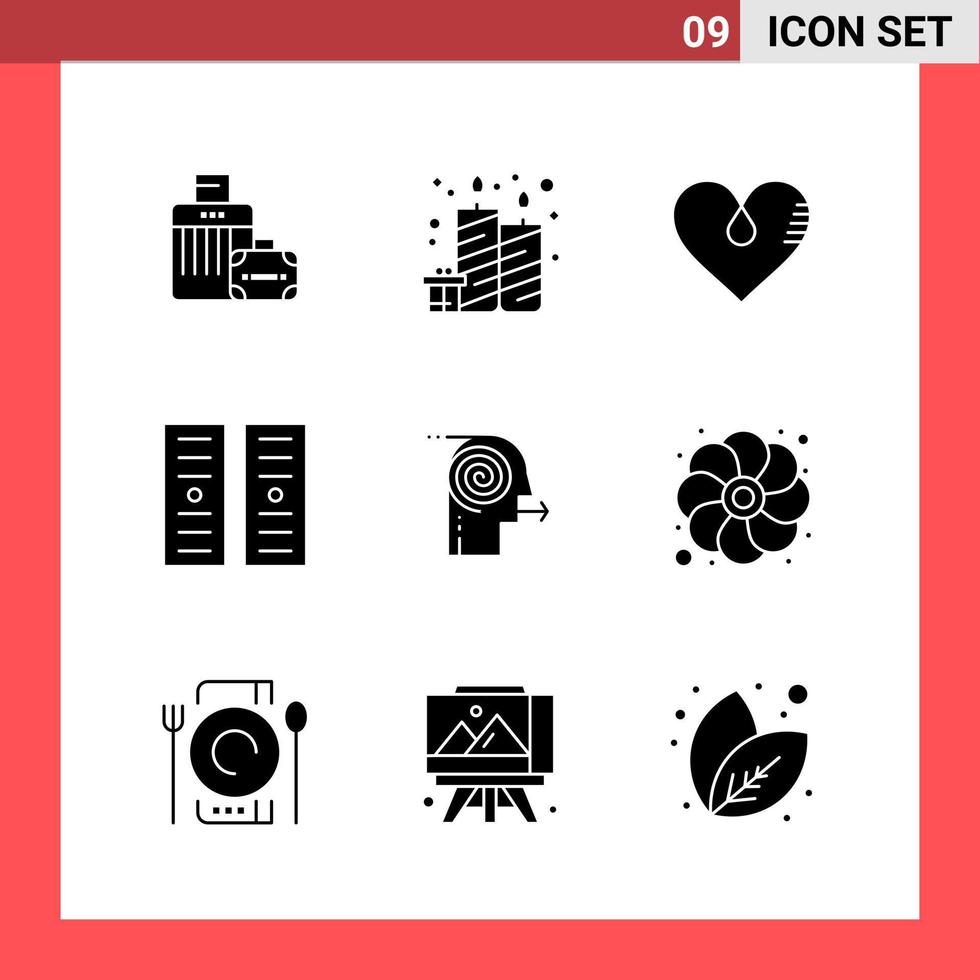 9 Icon Pack Solid Style Glyph Symbols on White Background Simple Signs for general designing Creative Black Icon vector background