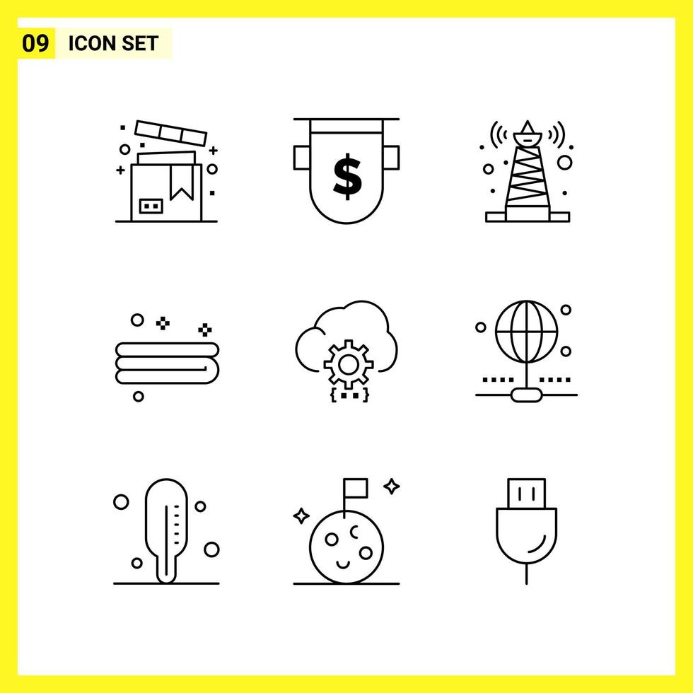 9 Icon Set Simple Line Symbols Outline Sign on White Background for Website Design Mobile Applications and Print Media Creative Black Icon vector background