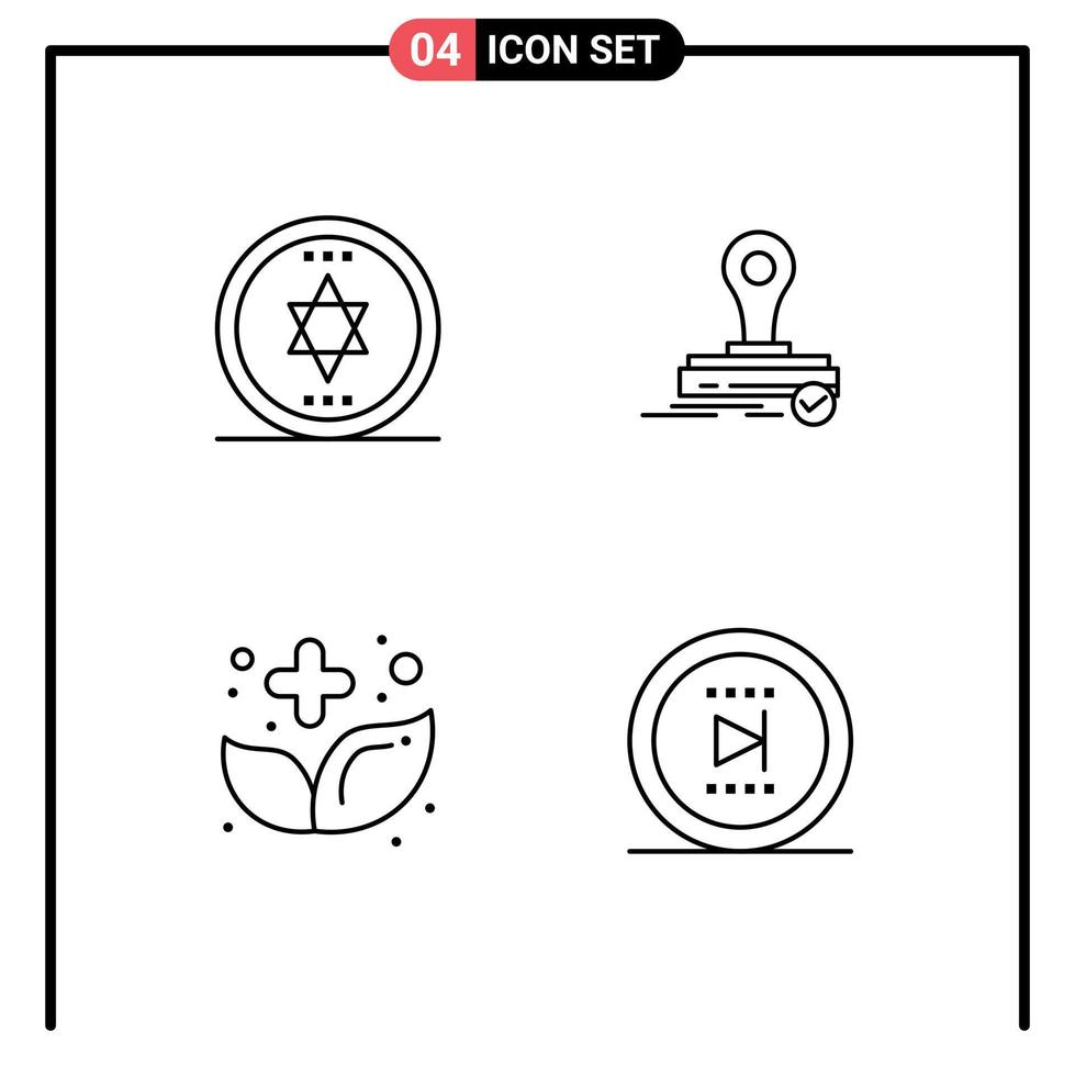 Universal Icon Symbols Group of 4 Modern Filledline Flat Colors of circle herb stamp logo medicine Editable Vector Design Elements