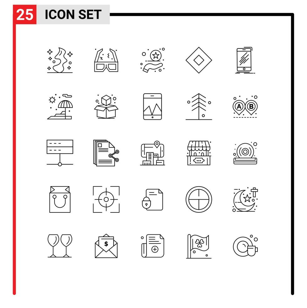 User Interface Pack of 25 Basic Lines of phone device premium symbols soap Editable Vector Design Elements