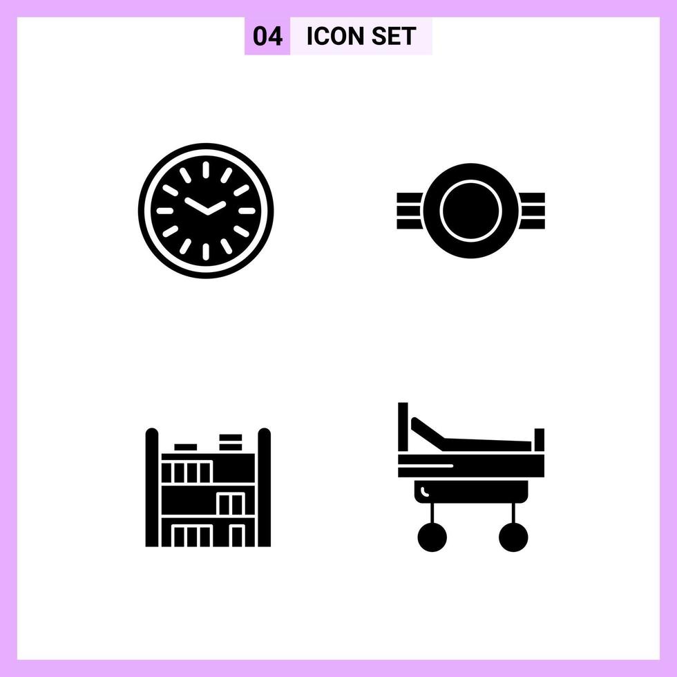 4 Icons in Solid Style Glyph Symbols on White Background Creative Vector Signs for Web mobile and Print Creative Black Icon vector background