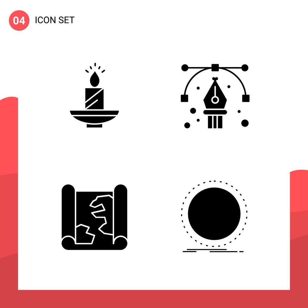 Pack of 4 Universal Glyph Icons for Print Media on White Background Creative Black Icon vector background