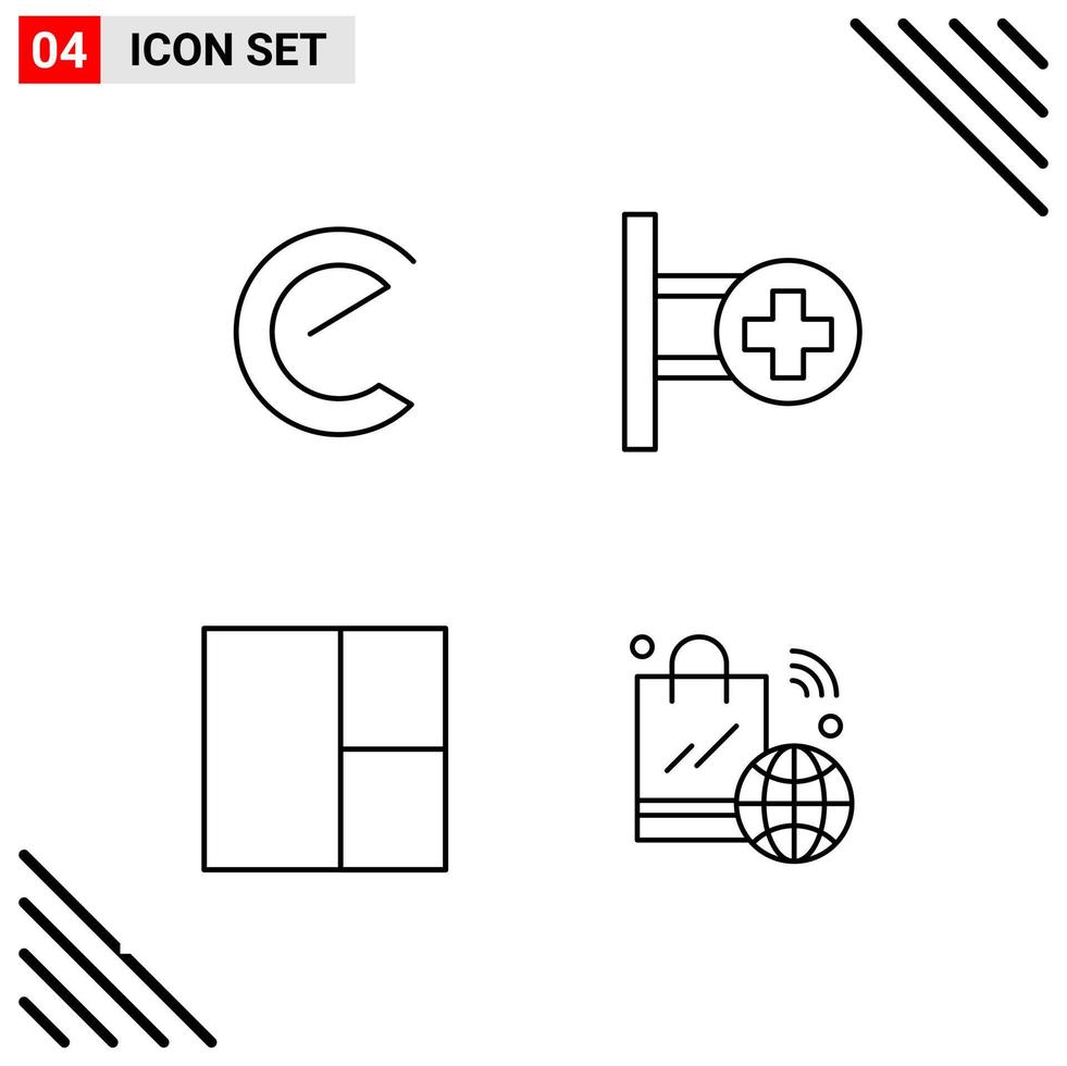 Pixle Perfect Set of 4 Line Icons Outline Icon Set for Webite Designing and Mobile Applications Interface Creative Black Icon vector background