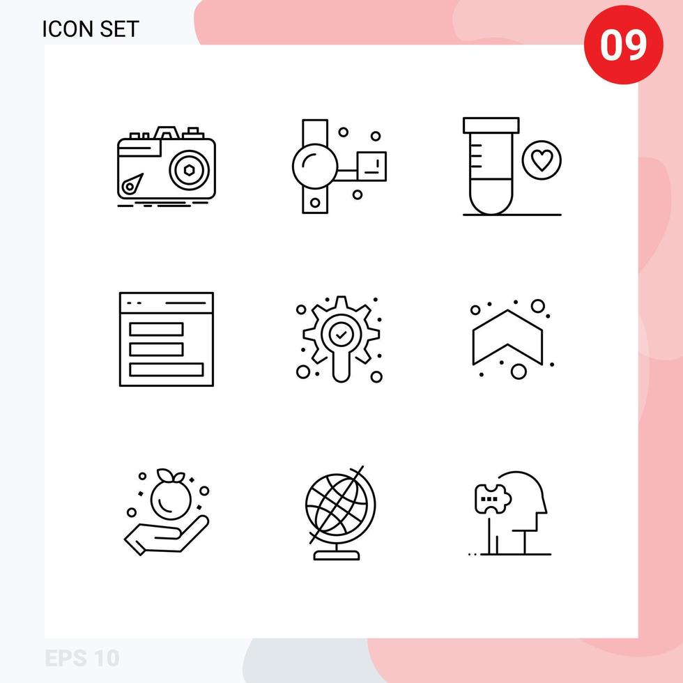 9 Thematic Vector Outlines and Editable Symbols of search interface recording contact space Editable Vector Design Elements