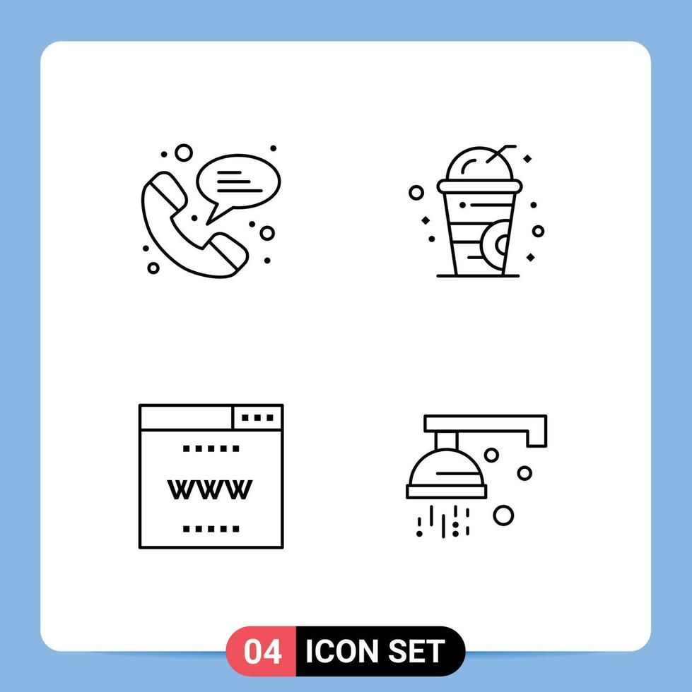 4 Creative Icons Modern Signs and Symbols of web site cold internet shower Editable Vector Design Elements