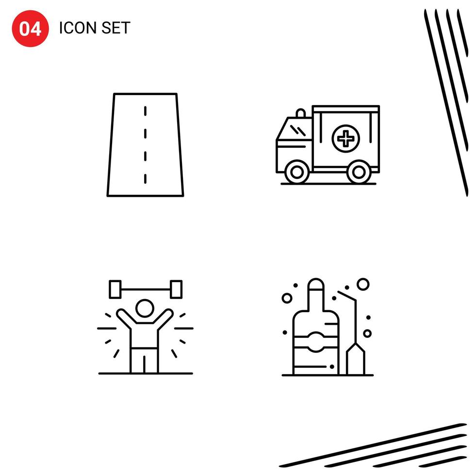 Editable Vector Line Pack of 4 Simple Filledline Flat Colors of driveway van path truck exercise Editable Vector Design Elements
