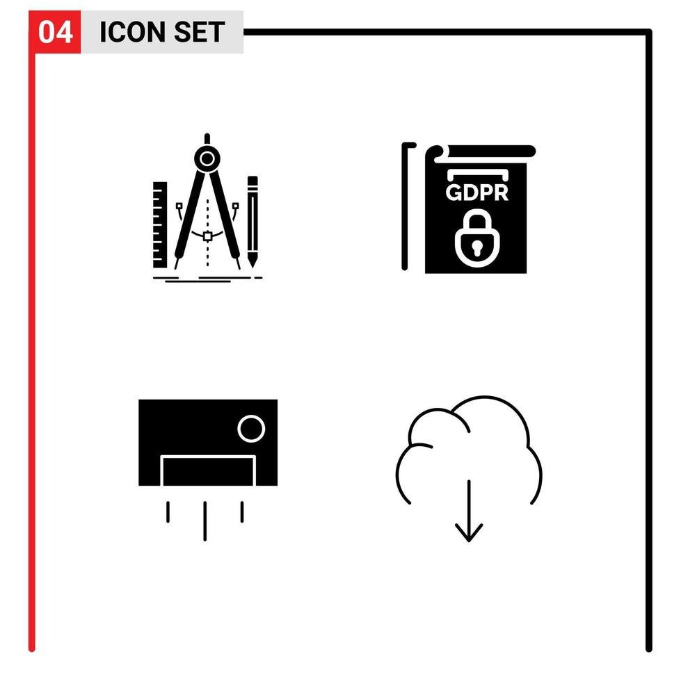 Pictogram Set of 4 Simple Solid Glyphs of build ac math law home Editable Vector Design Elements