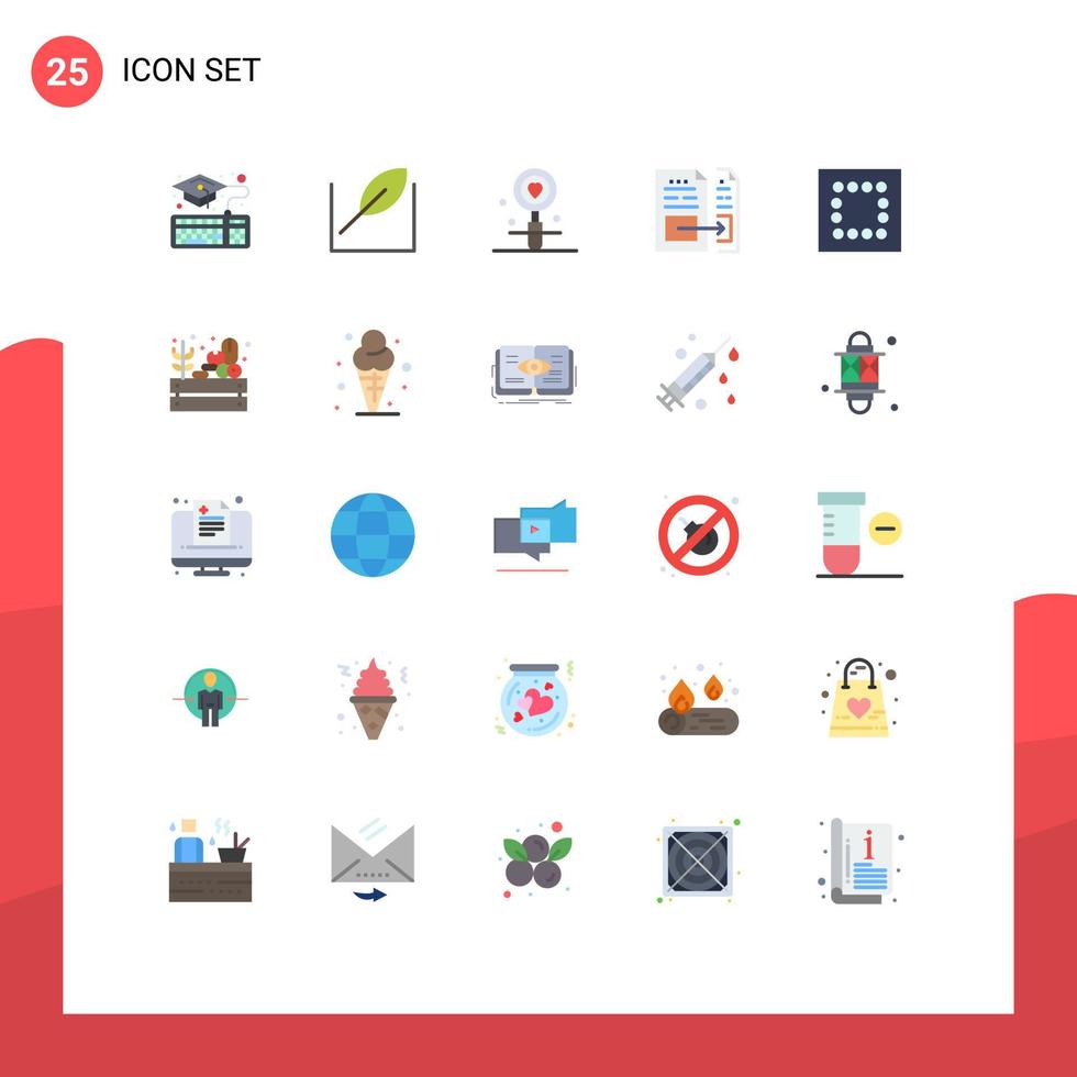 Modern Set of 25 Flat Colors and symbols such as minimize invoice love file data Editable Vector Design Elements