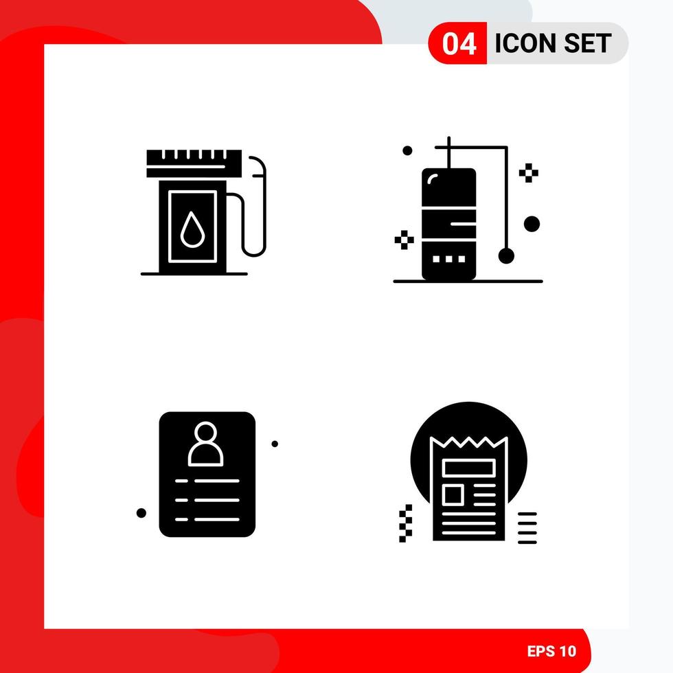 Creative Set of 4 Universal Glyph Icons isolated on White Background Creative Black Icon vector background