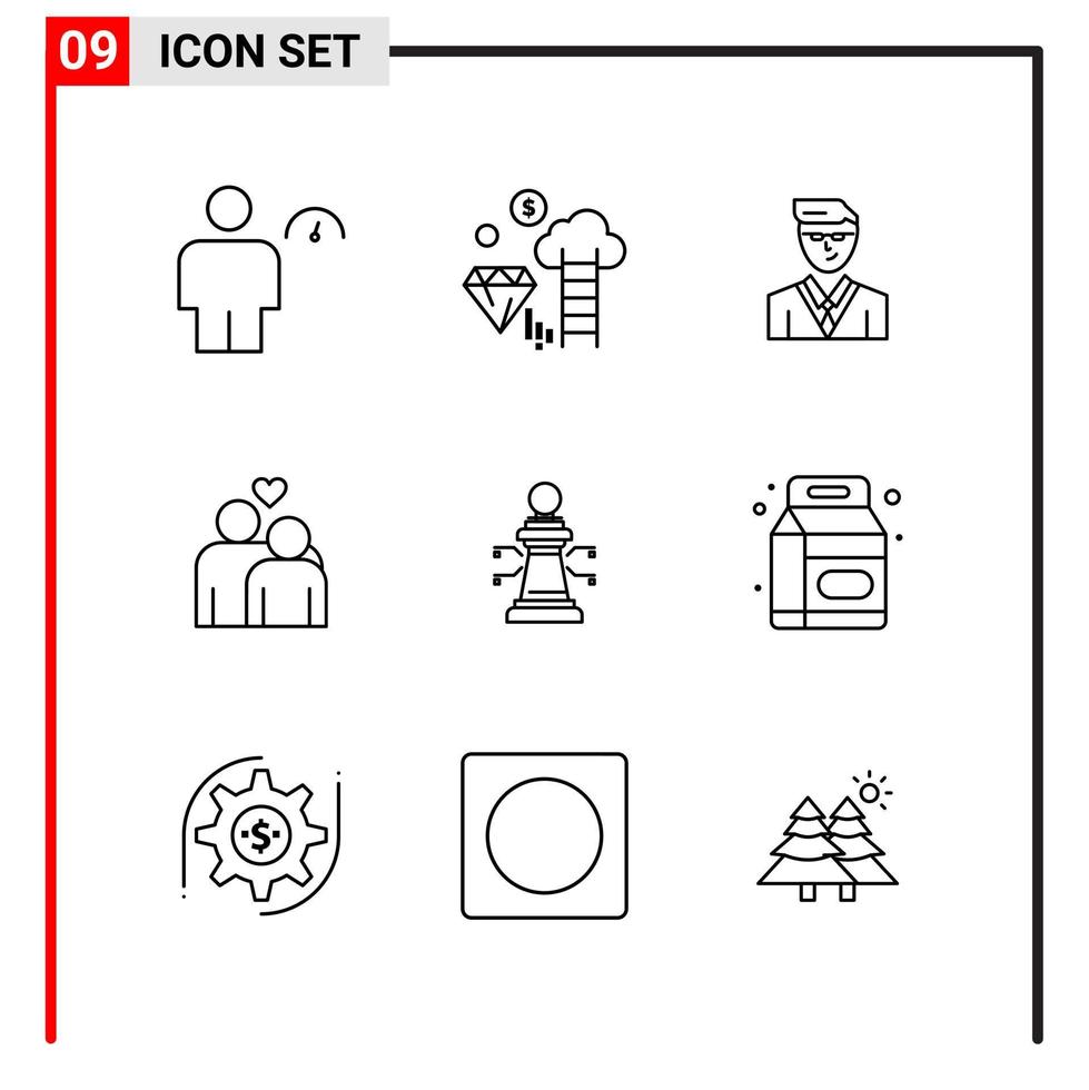 9 General Icons for website design print and mobile apps 9 Outline Symbols Signs Isolated on White Background 9 Icon Pack Creative Black Icon vector background