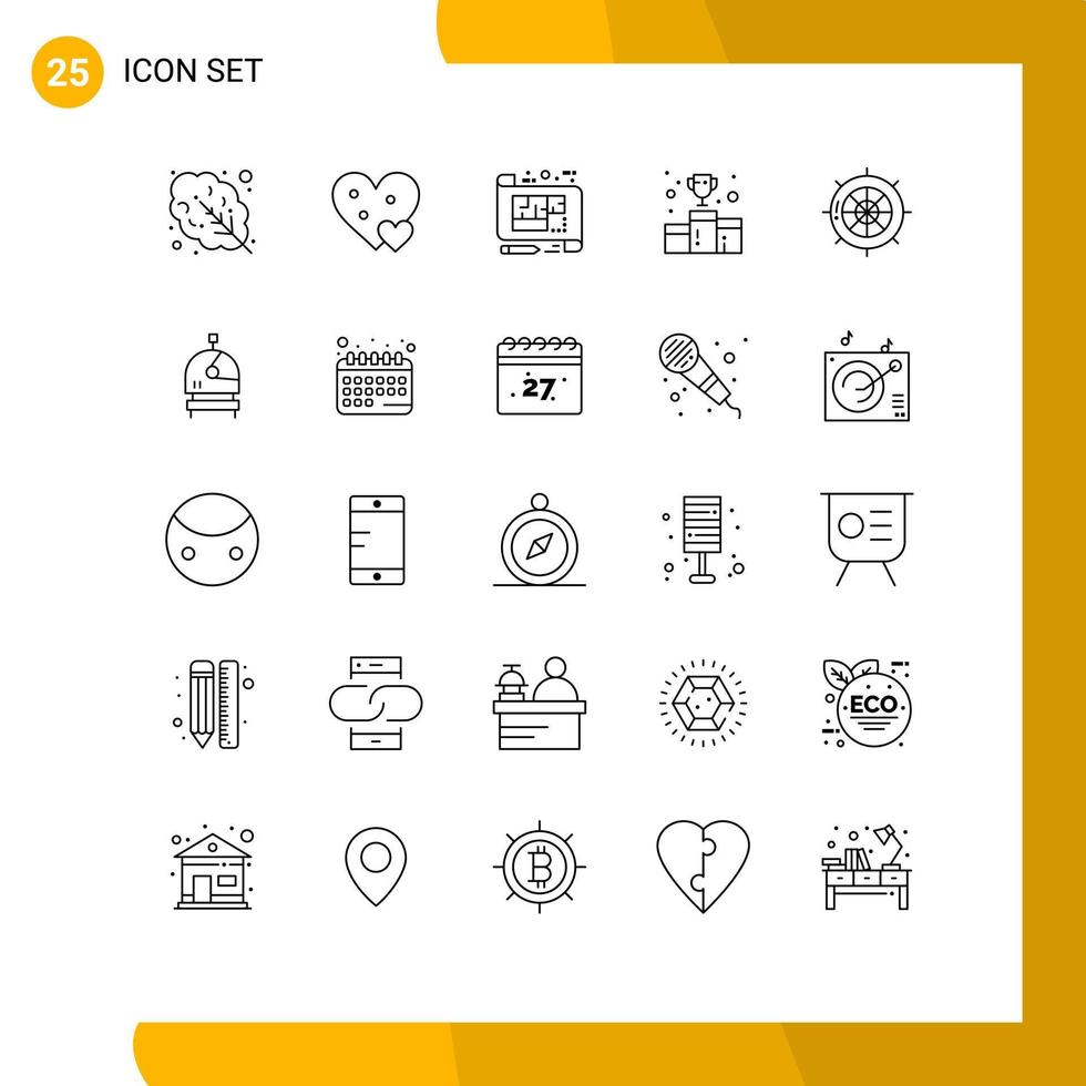Modern Set of 25 Lines and symbols such as number first position architecture awards plan Editable Vector Design Elements