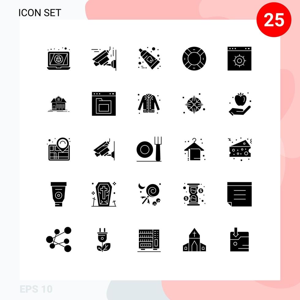 Stock Vector Icon Pack of 25 Line Signs and Symbols for webpage browser clean ui safety Editable Vector Design Elements