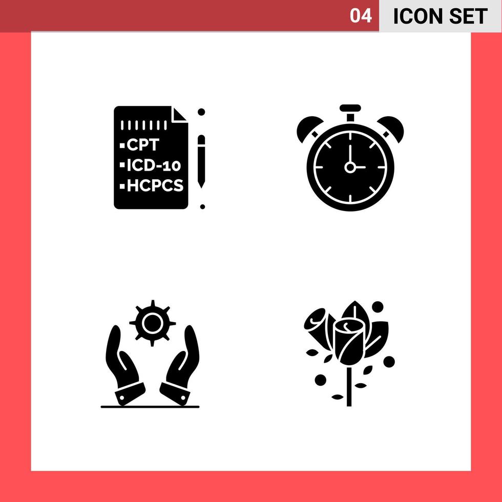 4 Icon Pack Solid Style Glyph Symbols on White Background. Simple Signs for general designing. vector