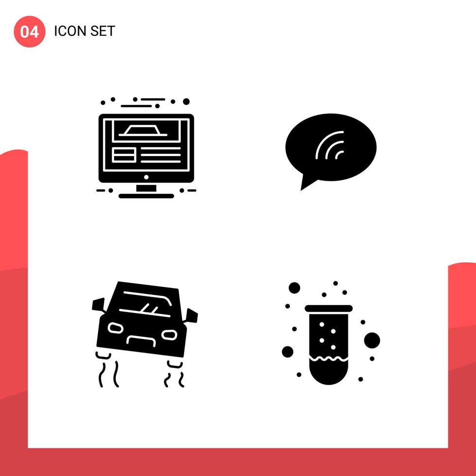 Pack of 4 Universal Glyph Icons for Print Media on White Background. vector