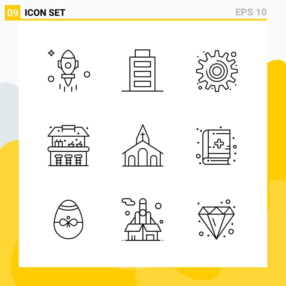 colección de 9 iconos de línea universal. conjunto de iconos para web y móvil. vector