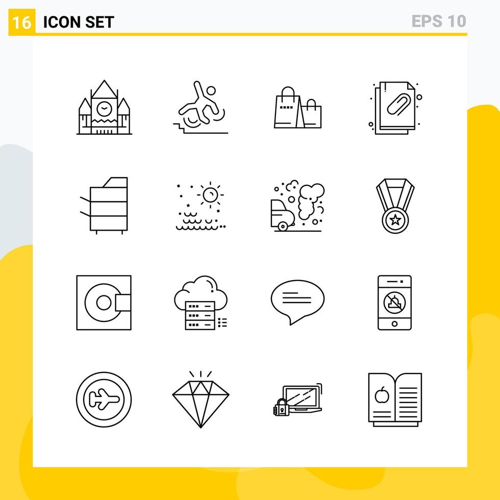 Collection of 16 Universal Line Icons. Icon Set for Web and Mobile. vector