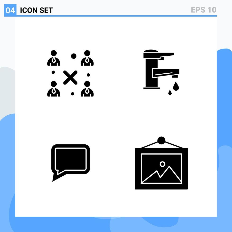 4 iconos modernos de estilo sólido. símbolos de glifos para uso general. signo de icono sólido creativo aislado sobre fondo blanco. Paquete de 4 iconos. vector