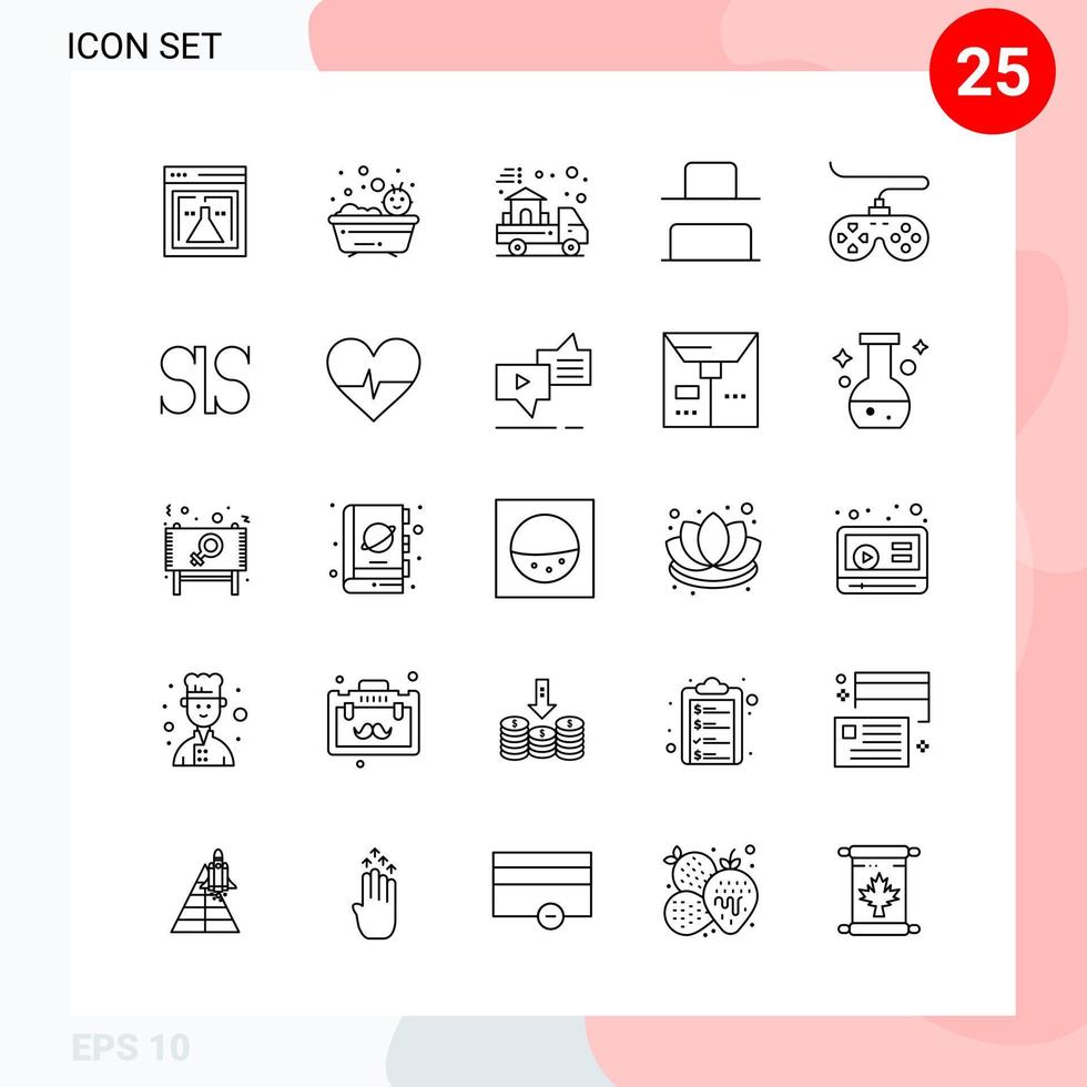 paquete vectorial de 25 iconos en estilo de línea. paquete de contorno creativo aislado sobre fondo blanco para web y móvil. vector