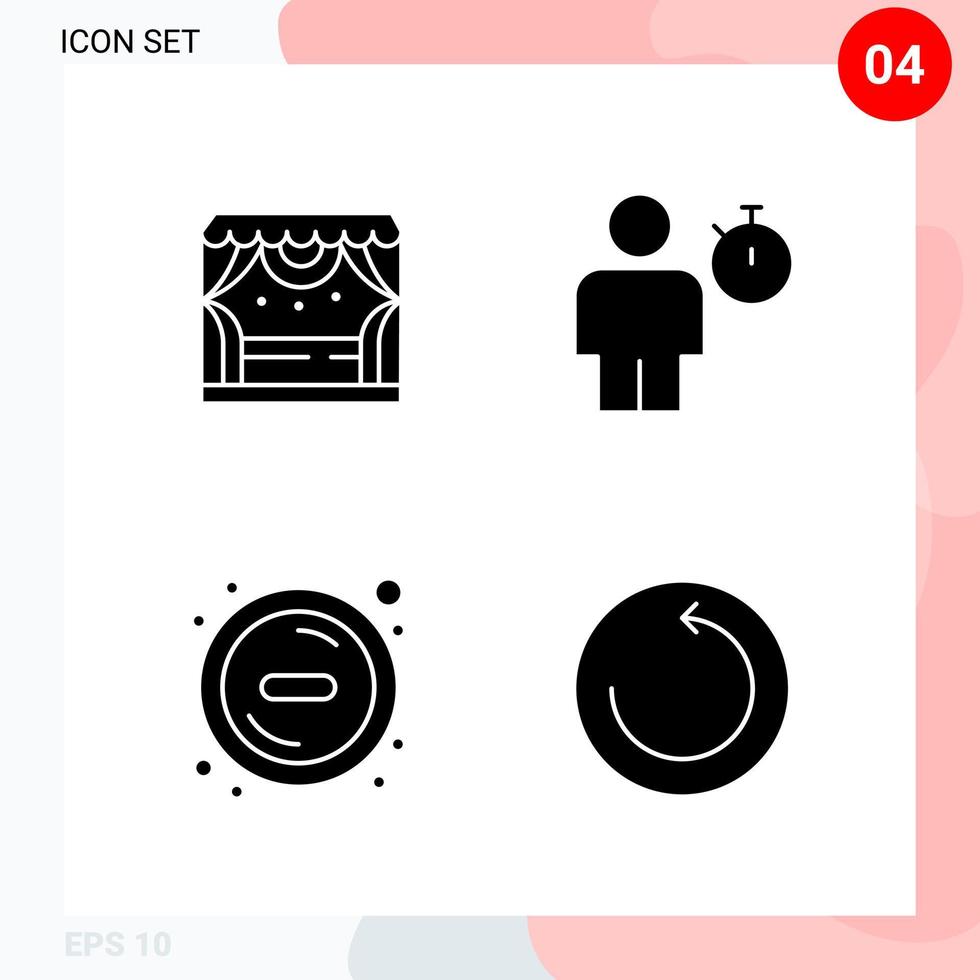 Vector Pack of 4 Icons in Solid Style. Creative Glyph Pack isolated on White Background for Web and Mobile.